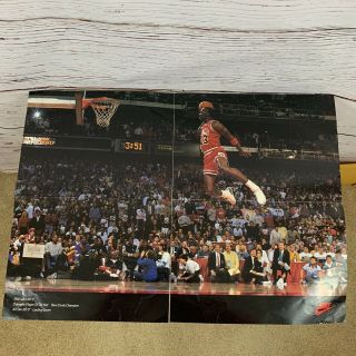 1988 Michael Jordan Poster Slam Dunk Contest Nike Vintage Wheaties 23x16