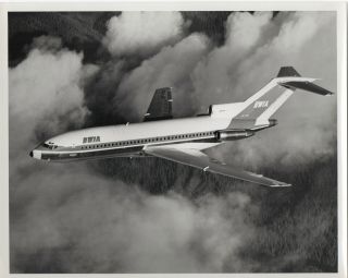 Large Vintage Photo - Bwia British West Indies Airways B727 In - Flight