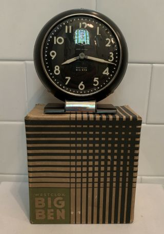 Vintage Antique Art Deco Mcm Big Ben Westclox Loud Alarm Clock 201