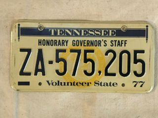 1977 Tennessee Tn State License Plate Honorary Governor 