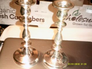 Fisher Sterling Silver Candle Sticks Pair Weighted 8.  5 Inch