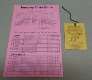 Vintage 1961 U Of Iowa Vs Ohio State Basketball Program & Press Pass