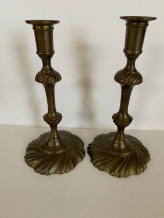 Vintage Mottahedeh Brass India Candle Holders Candlestick Pair Set Of 2 1970s