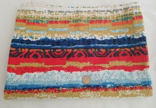 Vintage House N Home Barkcloth Fabric Cotton Stripes Multi - Color 1.  5,  Yds