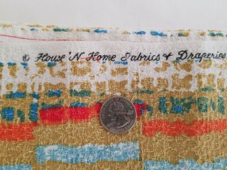 Vintage House n Home Barkcloth Fabric Cotton Stripes Multi - Color 1.  5,  YDS 2