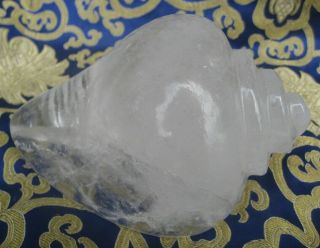 Antique Handmade Tibetan Buddhist Crystal Sankha,  Dhun,  Conch Shell,  Nepal
