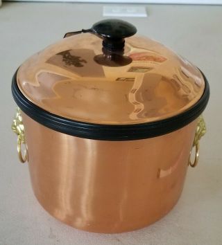 Vintage Coppercraft Guild Copper Ice Bucket With Brass Lion Handles
