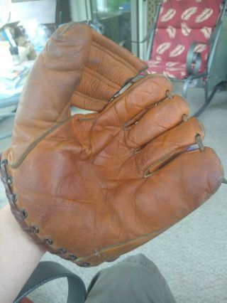 Antique Vintage Dubow Baseball Glove Mitt 8 " X 8 " Old Rht 360 Deep Set Pocket