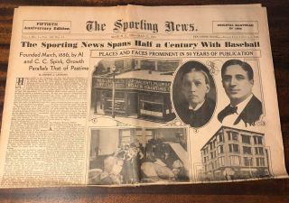 1886 - 1936 The Sporting News 50th Anniversary L.  Sullivan Charles Comiskey Hof