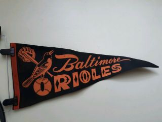 Vintage Baltimore Orioles Felt Pennant Baseball Black & Orange 