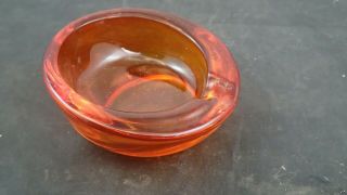 Sm.  Vintage Amber Orange Art Glass Orb Bowl Ashtray Mid Century Modern 3 1/2 "