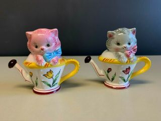 Vtg Cats Teapot Kittens Salt & Pepper Shaker Set Japan Watering Can