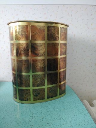 Jl Clark Vintage Metal Oval Trash Can Gold Brass Color About 13 " Tall
