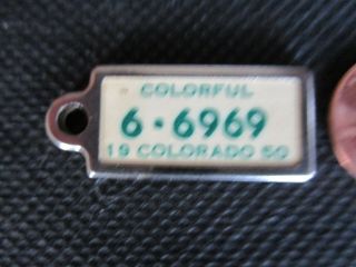 1950 Colorado 6 - 6969 Miniature DAV License Plate Tag Keychain Vintage 2