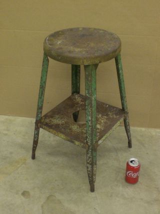 Vintage Unique Metal Rustic Shop Stool Chair Loft Drafting Machine Age Barn Find