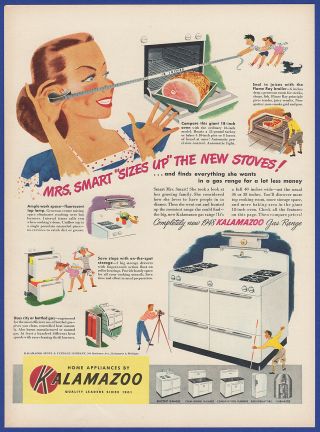 Vintage 1948 Kalamazoo Gas Range Stove Oven Kitchen Appliance Print Ad 40 