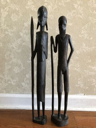 African Antique Hand Carved Wooden Statues
