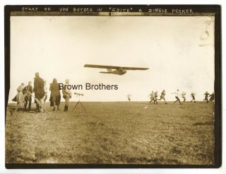 Vintage 1910s Von Botsch " Edith " Pioneer Aviation Single Decker Airplane Photo