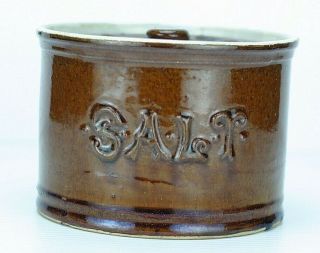 Antique Brown Glazed Wall Hanging Salt Box Container