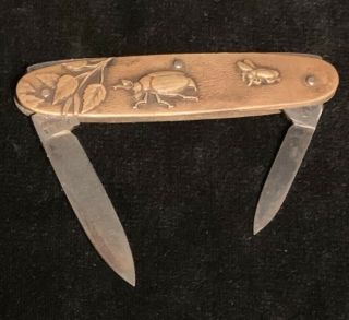 Aesthetic Movement Pocket Knife Japanese Style German Blades Insects Plants