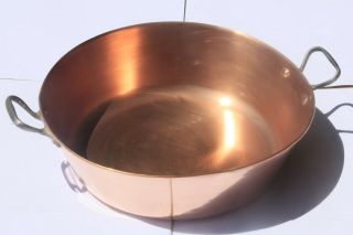 Antique French Copper Jam Jelly Confiture Pan With Metal Handles 2.  6lbs 14.  8inch