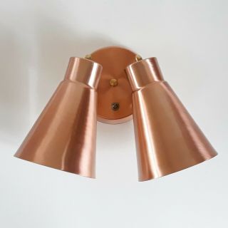 1957 Mcm Old Stock Copper Double Cone Wall Sconce Light Mid Century Modern H