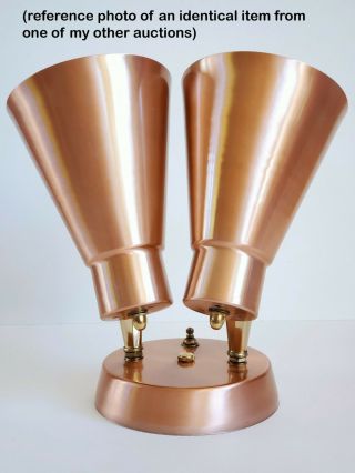 1957 MCM old stock COPPER double cone WALL SCONCE light mid century modern C 3