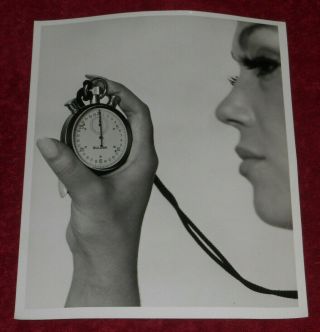 Vintage Press Photo Lady Models Bulova Stopwatch