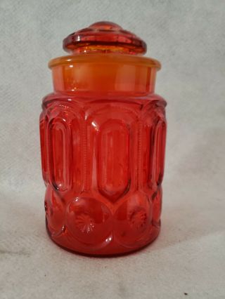 Vintage Le Smith Moon & Star Amberina Sugar Canister - 9.  25 " Tall 1