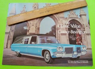 1971 Oldsmobile Hearse Funeral Car Big Dlx Color Brochure Cotner - Bevington Wayne