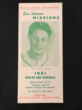 San Antonio Missions 1951 Player Roster & Schedule Bob Turley