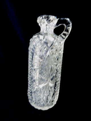 Antique VTG Early American Pressed Cut Clear Glass Jug Carafe Pitcher 3