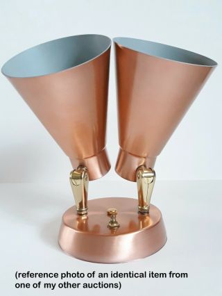 1957 MCM old stock COPPER double cone WALL SCONCE light mid century modern G 2