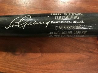 Lou Gehrig Rawlings Big Stick Baseball Bat Limited Edition 4 Of 104 Professional
