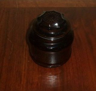 Vintage Dark Amber Brown Glass Apothecary Canister Spice Jar Starburst Lid