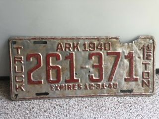 Vintage 1940 Arkansas Truck License Plate