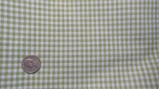 Vintage Cotton Blend Fabric Olive Green Gingham Check Plaid 2 1/2 Yd/45 " Wide