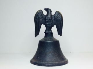 Vintage Black Cast Iron American Eagle Bell Wings Spread Clapper - 5 " Tall