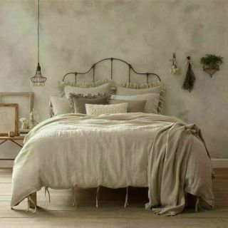 Wamsutta Vintage Washed Linen King Size Duvet Cover Neutral Modern Natural Flax