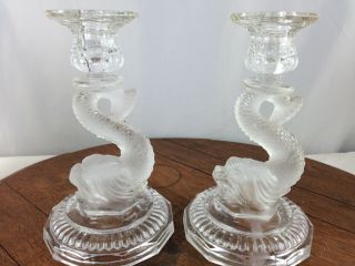 Vintage Mosser Glass Chinese Dragon Candle Holder Frosted Wh - 7