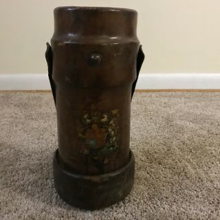 Antique English Leather Fire Bucket / Ammunition Carrier