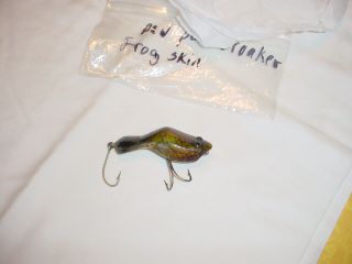Vintage 1940s Fishing Lure Croaker Frog With Real Frog Skin Made By Paw Paw
