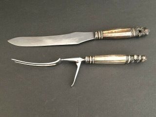 Georg Jensen Silver Denmark Serving Set Fork & Knife Acorn Design