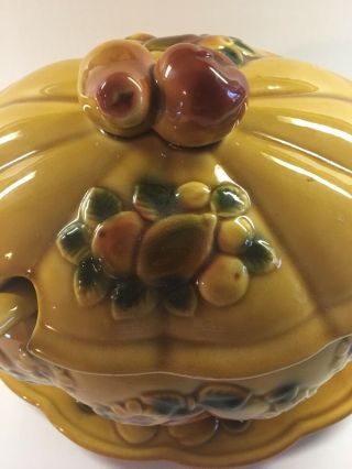 VTG Floral & Fruit Design Ceramic Soup Tureen w/Underplate,  Ladle & Lid 12 
