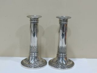 A Antique 1800s Richard Hodd & Son English Silverplate Candle Holders
