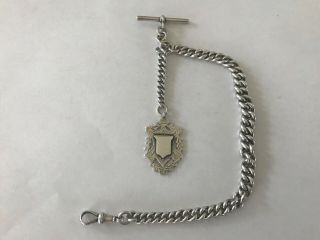 Antique Sterling Silver Fob Chain And Emblem