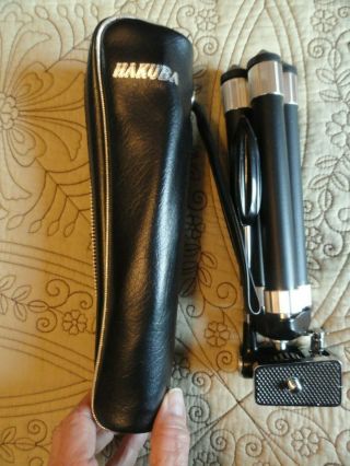 Vintage Hakuba Telescoping Tripod With Case - Made In Japan,  8 " To 42 "