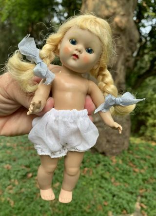 Vintage Vogue Ginny Doll Painted Lash Strung Blond Braids Wig Lovely Plnw