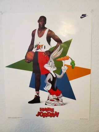 Vintage Michael Jordan 1992 Nike " Hare Jordan " Poster W/bugs Bunny 20x16