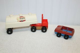 Vintage Playskool Texaco Tanker Truck Tandem/car - Plastic & Wood (1975)